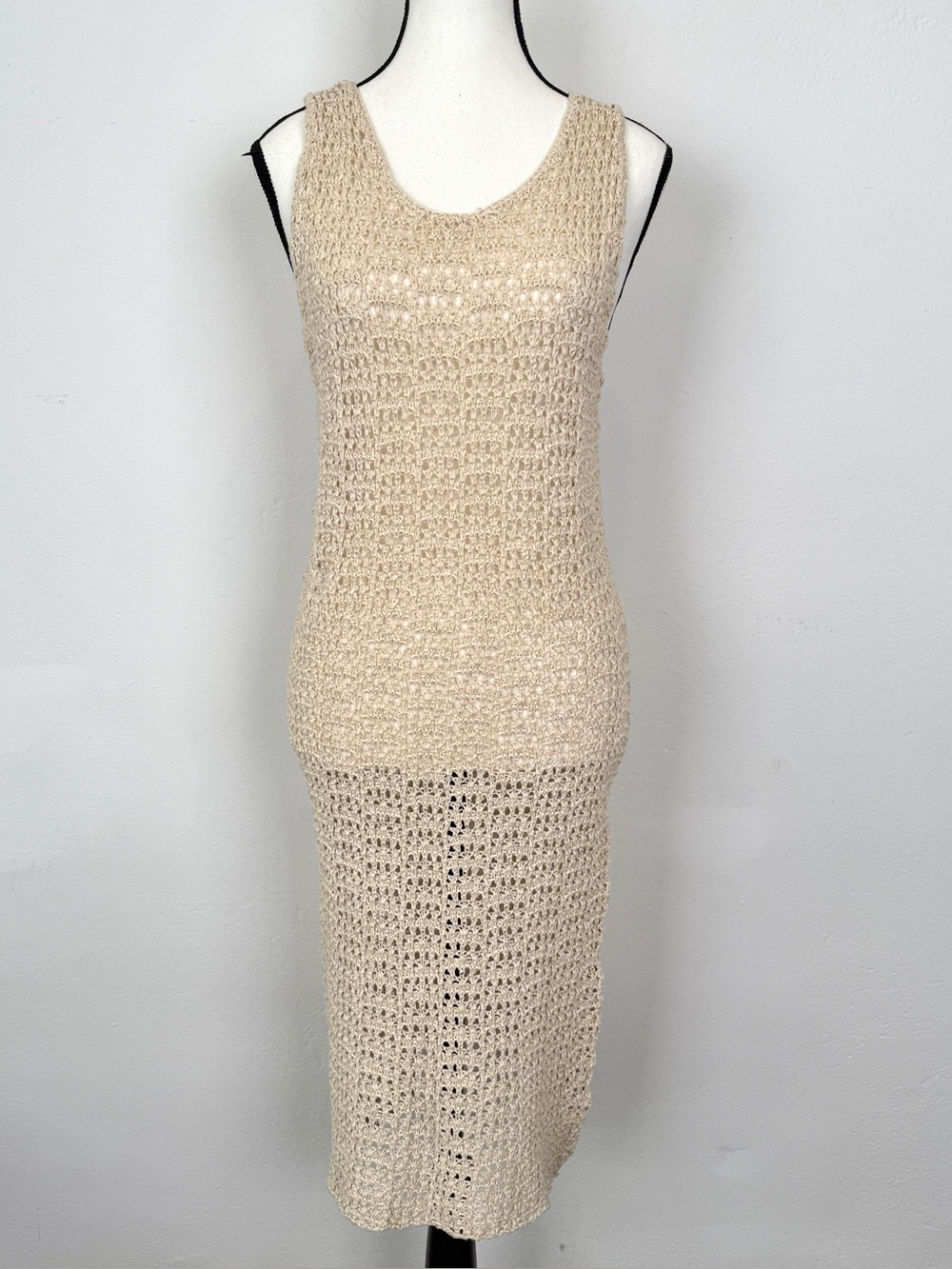 Rhythm Size Small Maddie Cream Knit Scoop Midi Dress